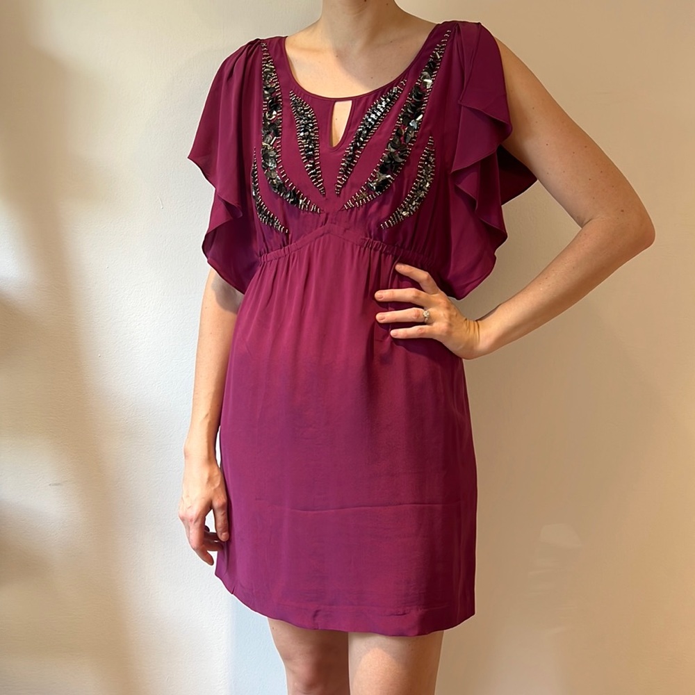 Silk Beaded Mini Dress